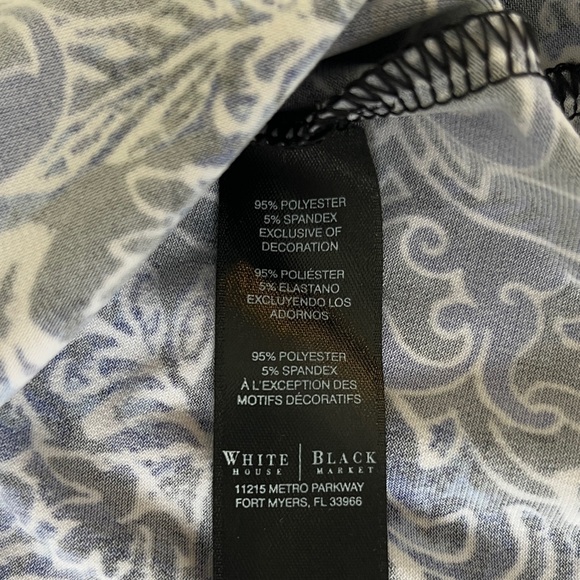 White House Black Market Paisley Tunic Top | Size S | Blue Black Long Sleeve - Picture 9 of 9